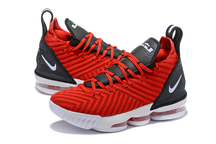 Men Nike Lebron James 16 Red Black White Shoes - Click Image to Close